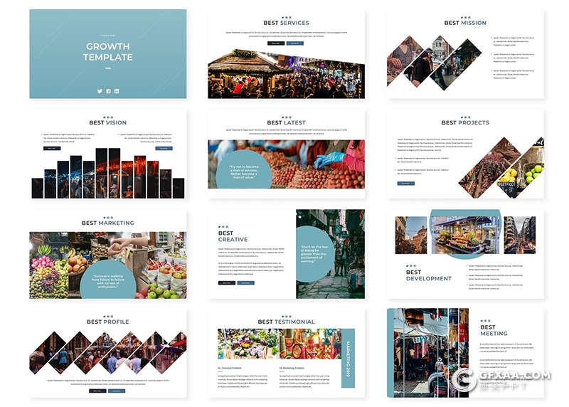 30页活动策划企业介绍业绩增长多用途PPT模板5种主题配色 - 顶尖PPT