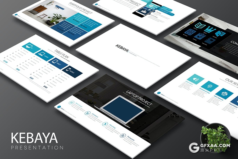 30页扁平化商务企业宣传介绍工作总结计划PPT模板5种主题配色 - 顶尖PPT