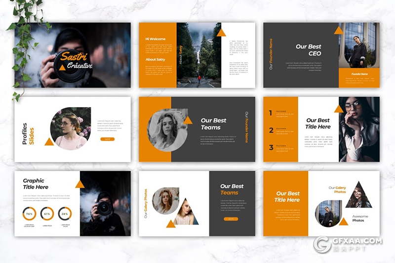 30页国外商务风格团队人员介绍PPT模板5种主题配色 - 顶尖PPT