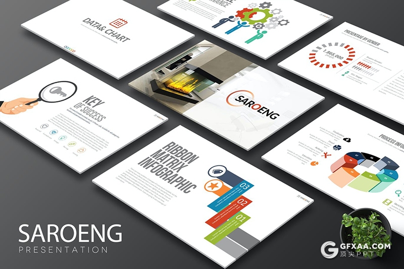 30页彩色商务信息图形设计工作汇报企业介绍PPT模板 - 顶尖PPT