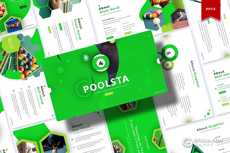 30页创意图形设计台球俱乐部宣传介绍PPT模板5种主题配色 - 顶尖PPT