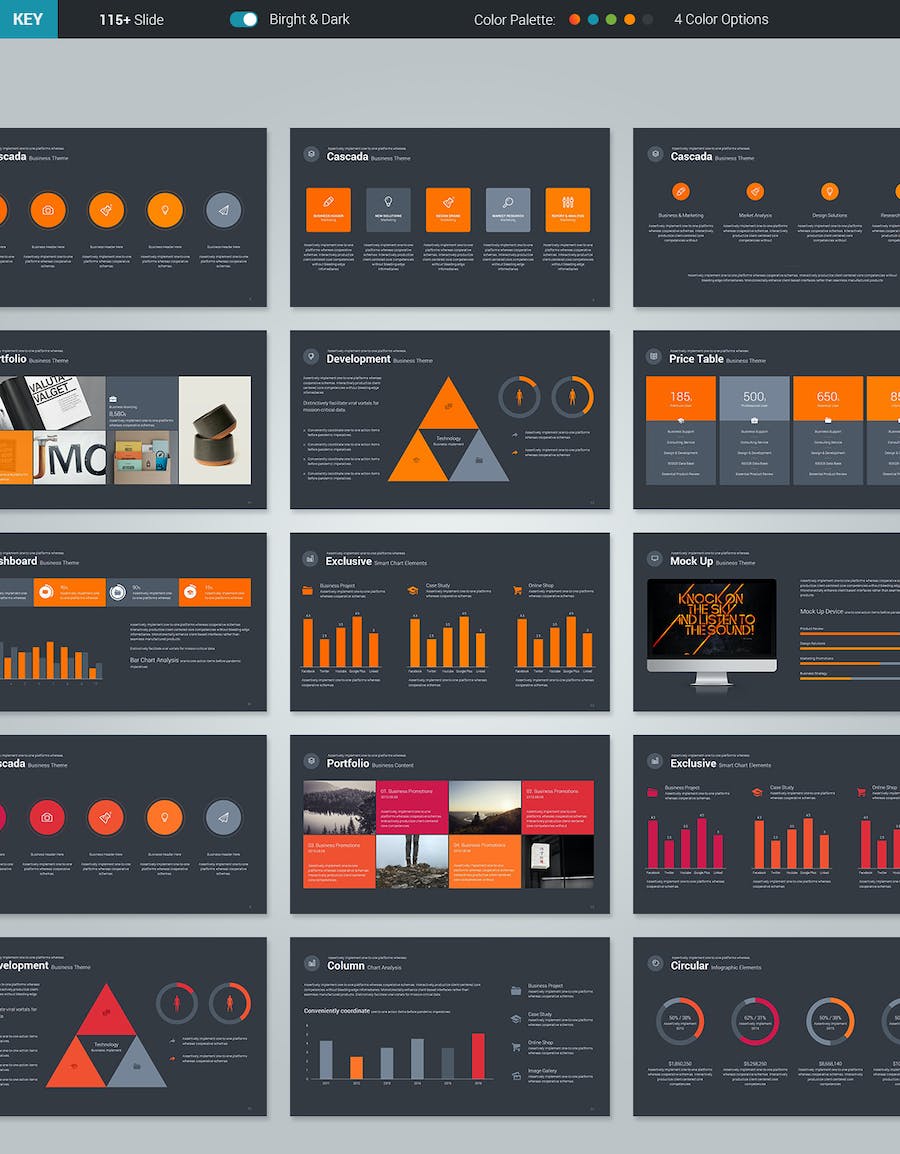 彩色商务数据统计图形图表keynote模板 - 顶尖PPT