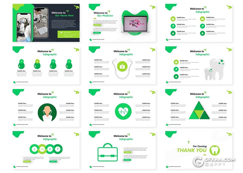 30页牙科治疗牙科医疗诊所牙齿健康清洁PPT模板5种主题配色 - 顶尖PPT