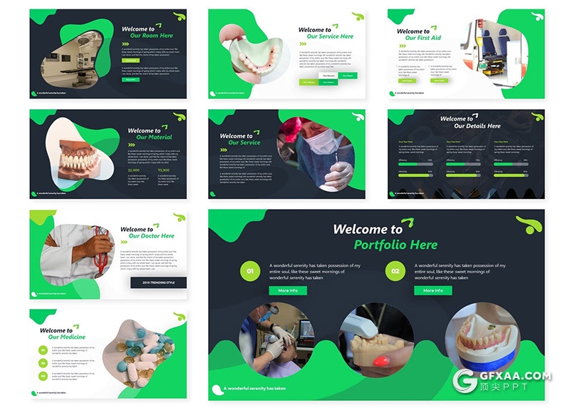 30页牙科治疗牙科医疗诊所牙齿健康清洁PPT模板5种主题配色 - 顶尖PPT