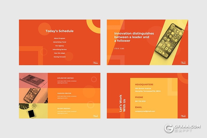 40页红色广告公司作品展示扁平化简约风格keynote模板 - 顶尖PPT