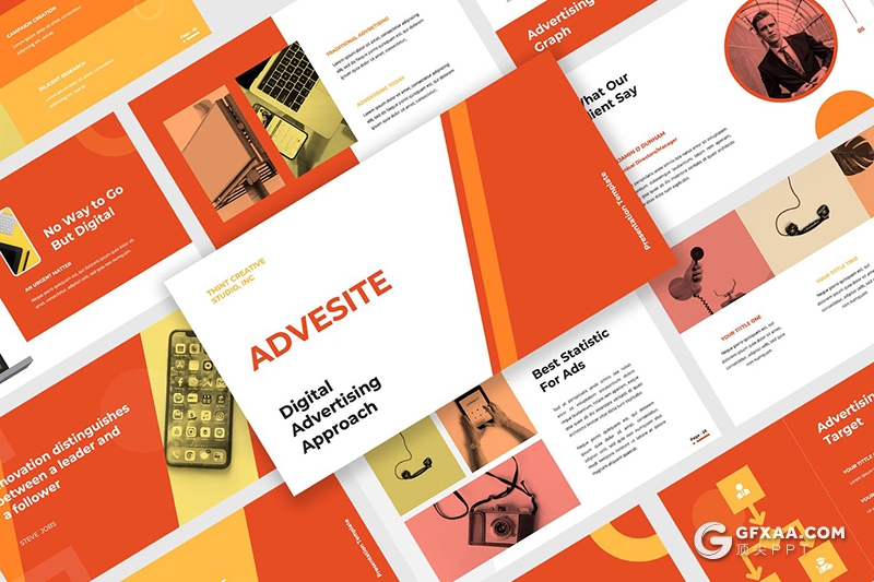 40页红色广告公司作品展示扁平化简约风格keynote模板 - 顶尖PPT