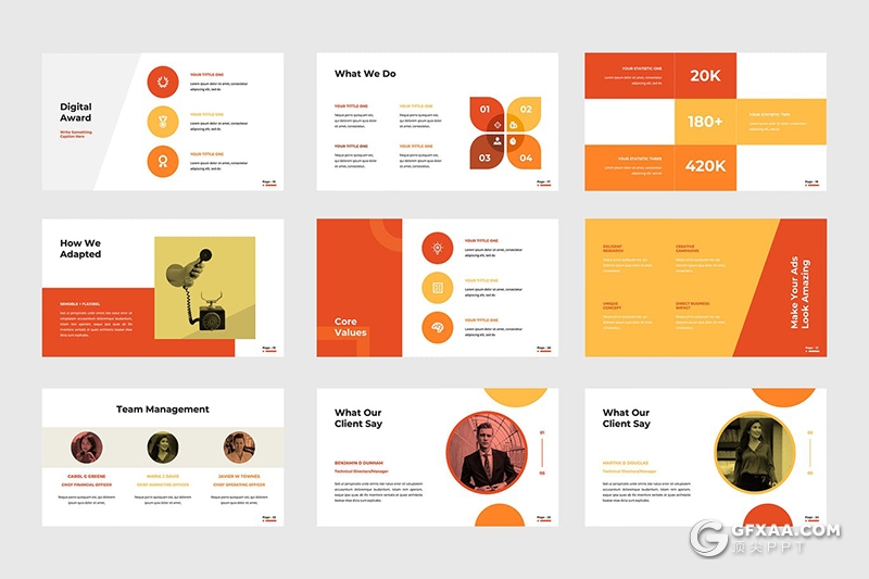 40页红色广告公司作品展示扁平化简约风格keynote模板 - 顶尖PPT