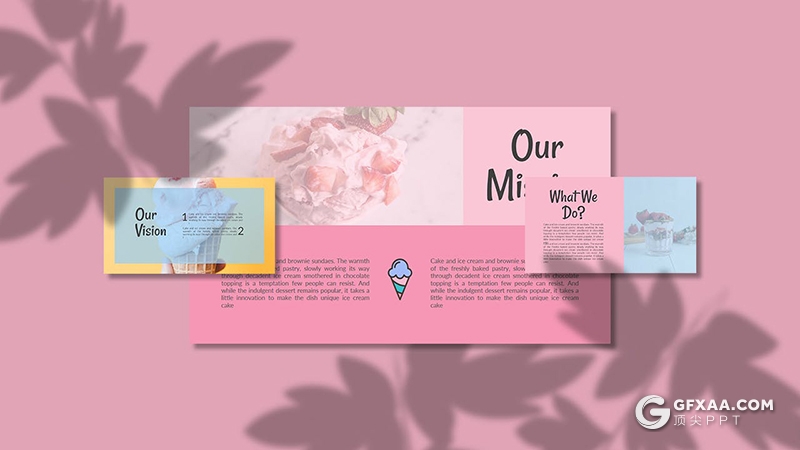 30页粉色创意冰淇淋时尚杂志风格keynote模板 - 顶尖PPT