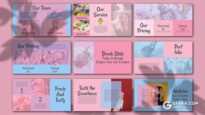 30页粉色创意冰淇淋时尚杂志风格keynote模板 - 顶尖PPT