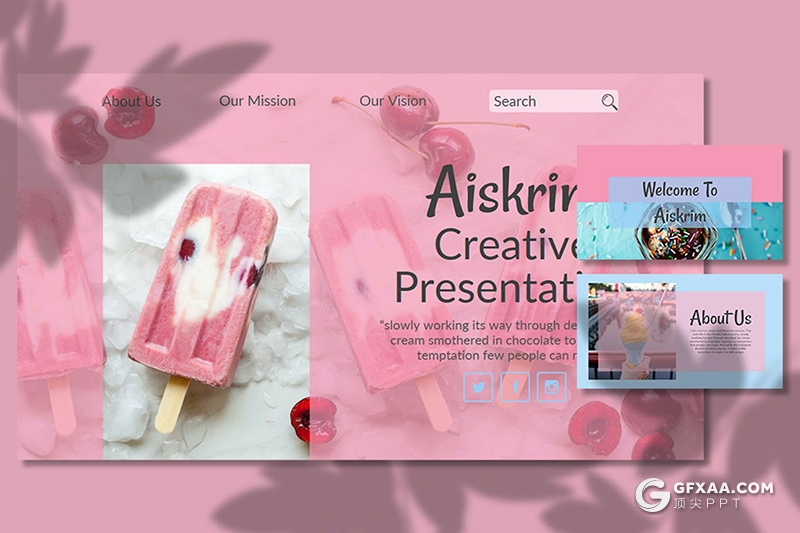 30页粉色创意冰淇淋时尚杂志风格keynote模板 - 顶尖PPT