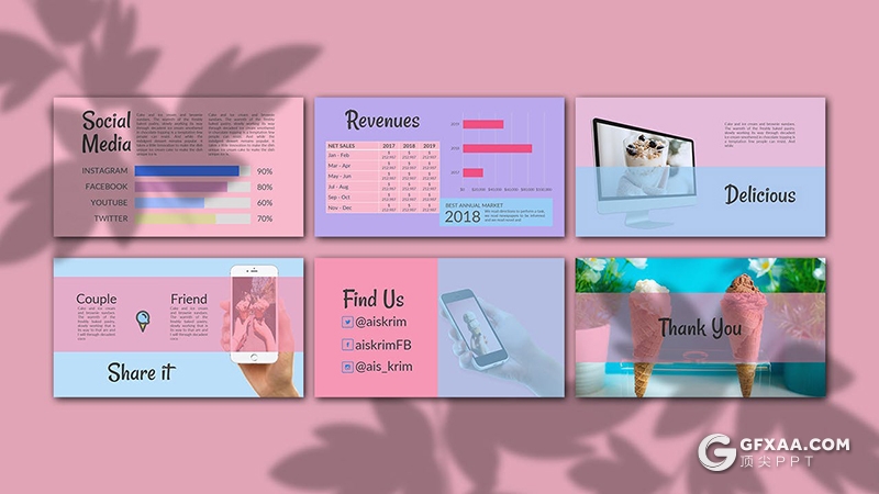 30页粉色创意冰淇淋时尚杂志风格keynote模板 - 顶尖PPT