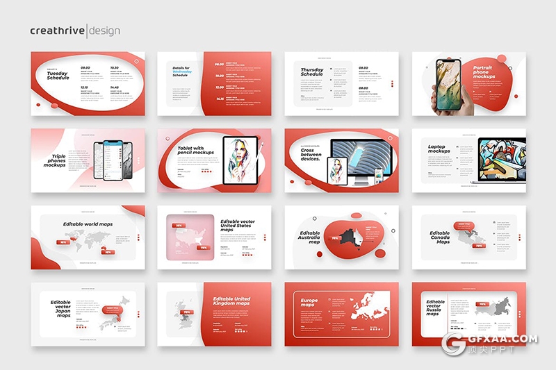 48页创意圆角液体图形商务多用途keynote模板5种主题配色 - 顶尖PPT