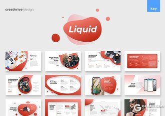 48页创意圆角液体图形商务多用途keynote模板5种主题配色 - 顶尖PPT