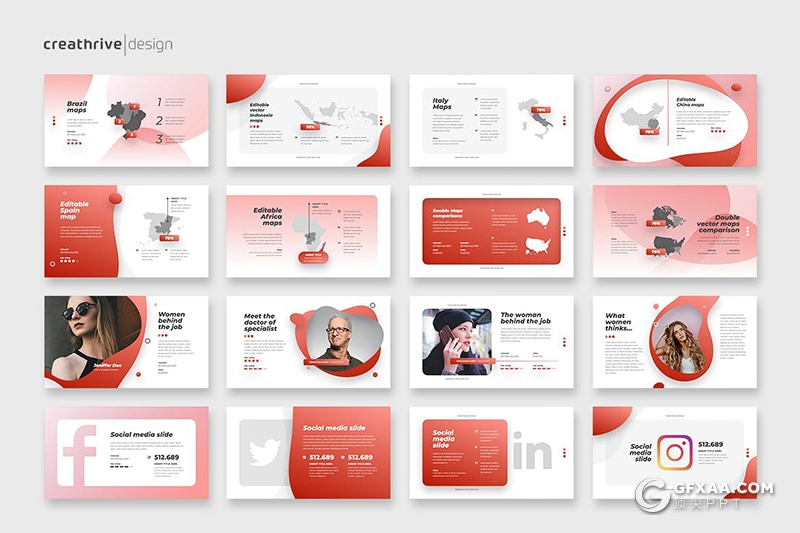 48页创意圆角液体图形商务多用途keynote模板5种主题配色 - 顶尖PPT