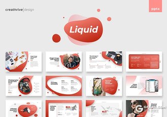 48页创意圆角液体图形商务多用途PPT模板5种主题配色 - 顶尖PPT