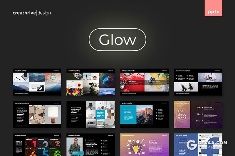 48页企业商务风格项目介绍作品展示团队展示PPT模板 - 顶尖PPT