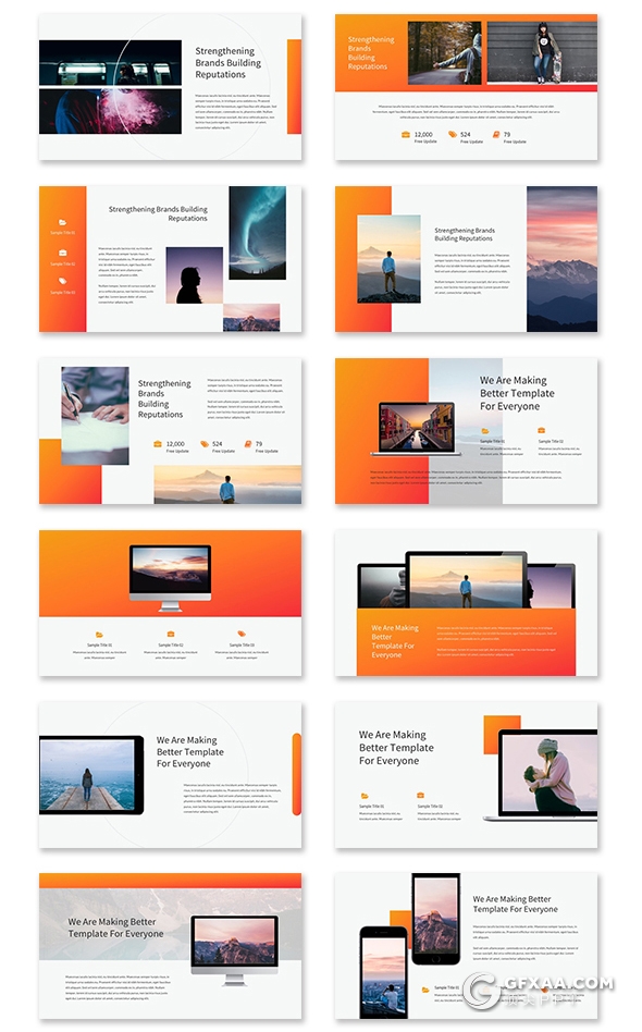 90页橙色国外商务风格企业团队宣传介绍工作汇报总结PPT模板 - 顶尖PPT