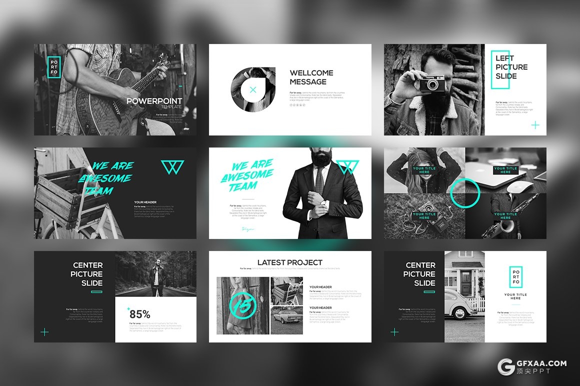 80页创意摄影图片展示杂志风格PPT模板 - 顶尖PPT