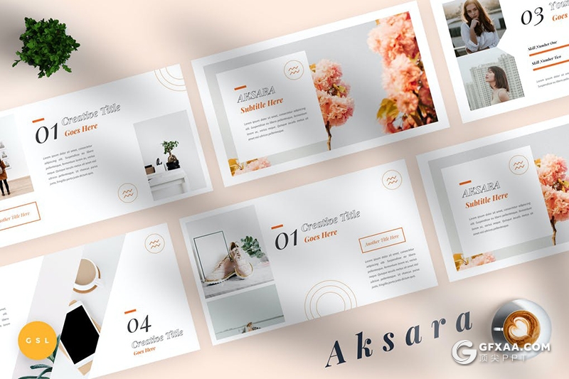 30页国外小清新文艺唯美风格Google slides模板 - 顶尖PPT