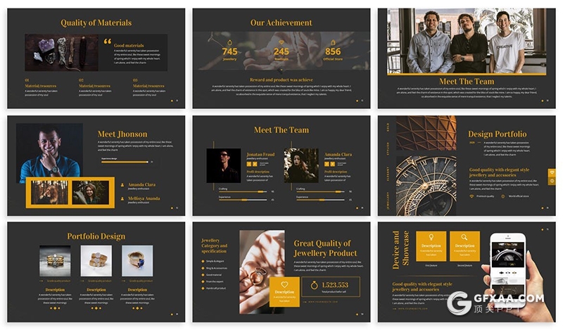 30页土豪金配色商务高逼格PPT模板3种主题配色 - 顶尖PPT