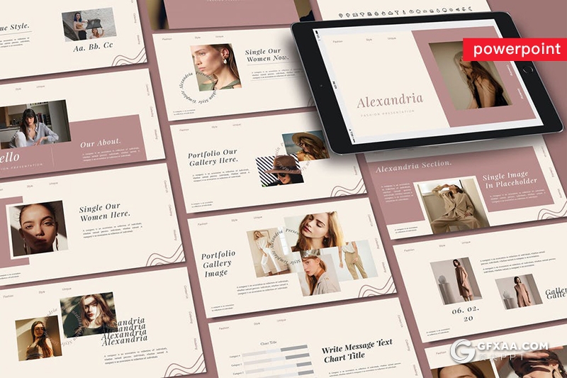 30页时尚唯美风格极简欧式PPT模板 - 顶尖PPT