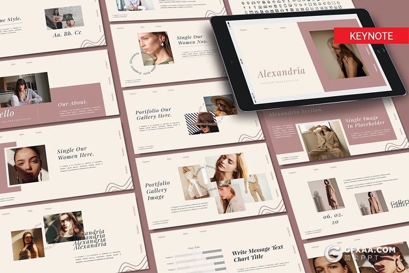30页时尚唯美风格极简欧式keynote模板 - 顶尖PPT