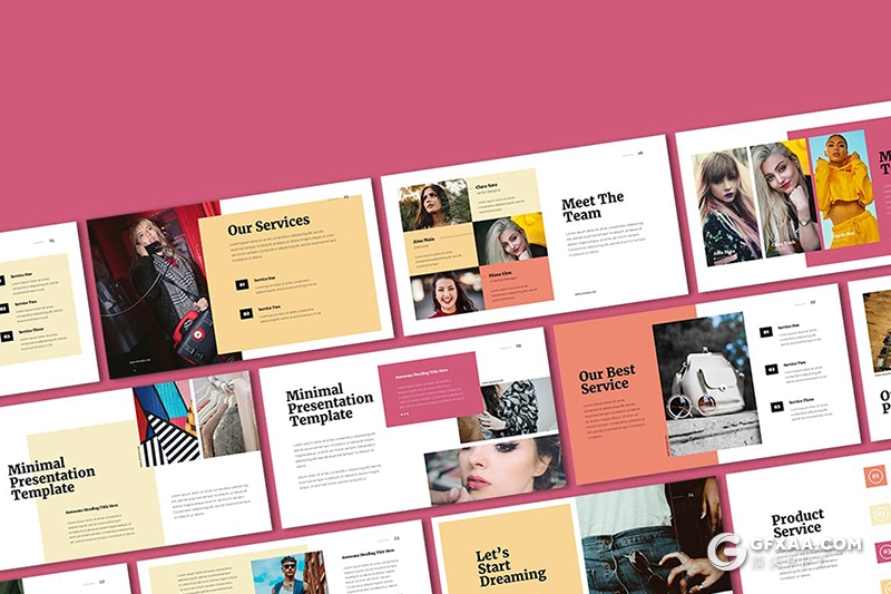 30页国外简约时尚文艺风格摄影服装展示keynote模板 - 顶尖PPT