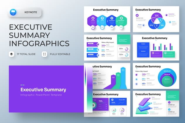 执行摘要信息图表图形keynote模板 - 顶尖PPT