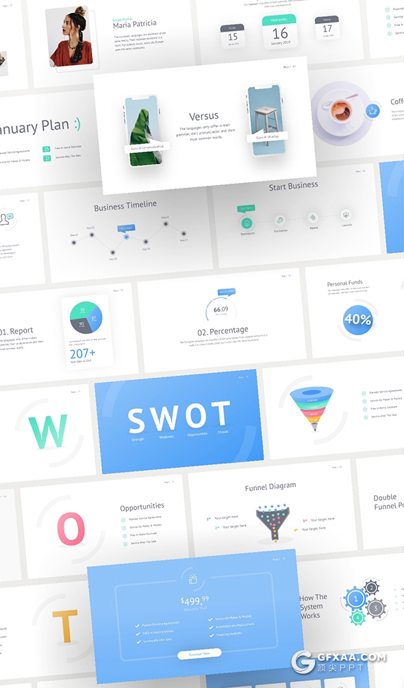 157页国外精致设计效果年终工作汇报项目分析介绍商务动画ppt模板11种主题配色104种XML配色文件 - 顶尖PPT