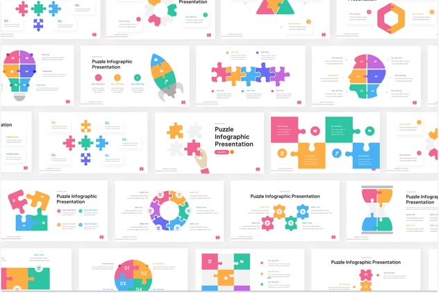 彩色拼图创意团队介绍信息图PPT模板 - 顶尖PPT