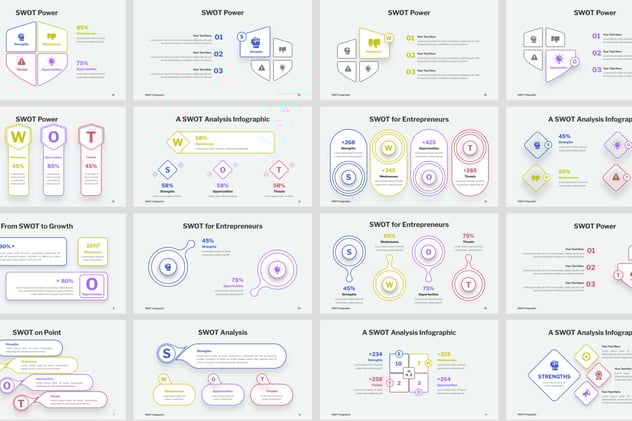 SWOT分析信息图形keynote模板 - 顶尖PPT