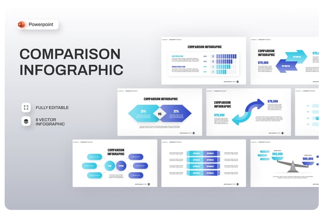 数据对比比较信息图形PPT模板 - 顶尖PPT