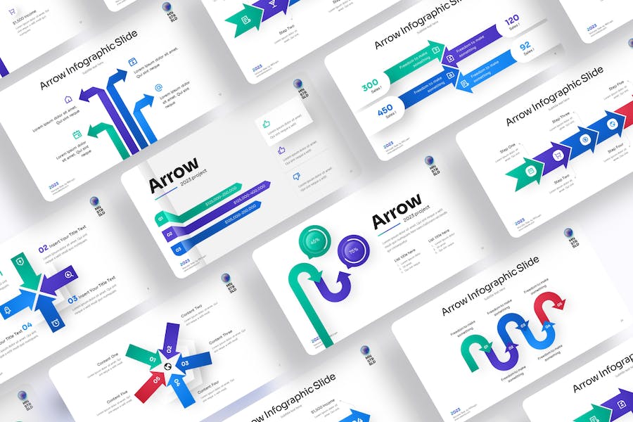 多种样式箭头指向图形PPT模板 - 顶尖PPT