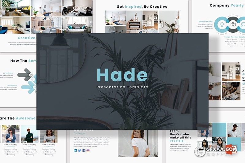 35页简约风格室内装修设计案例展示项目介绍ppt模板5种配色 - 顶尖PPT