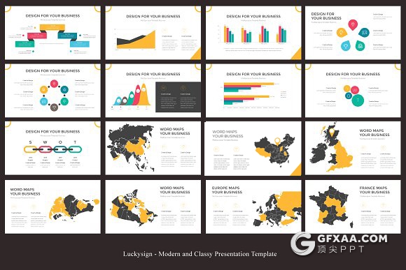 100页橙色扁平化商务风格数据信息图形工作汇报多用途PPT模板 - 顶尖PPT
