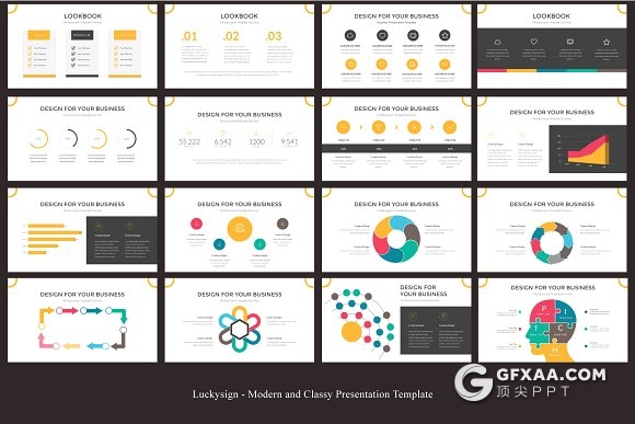 100页橙色扁平化商务风格数据信息图形工作汇报多用途PPT模板 - 顶尖PPT