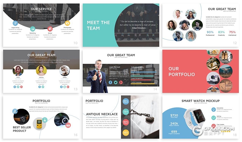 30页彩色商团队介绍工作总结计划国外多用途高逼格PPT模板 - 顶尖PPT