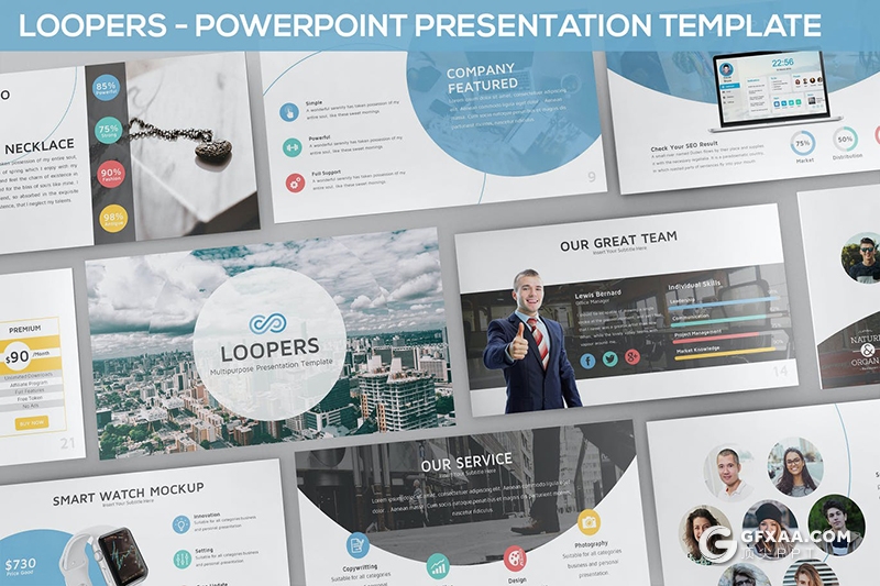 30页彩色商团队介绍工作总结计划国外多用途高逼格PPT模板 - 顶尖PPT