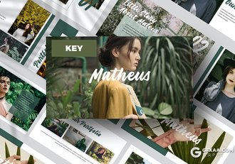 50页极简小清新文艺风格创意模特写真摄影展示keynote模板 - 顶尖PPT