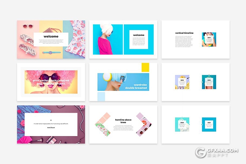 100页国外极简时尚流行杂志风格摄影图像展示PPT模板 - 顶尖PPT