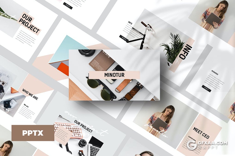 30页极简文艺小清新风格图片展示PPT模板 - 顶尖PPT