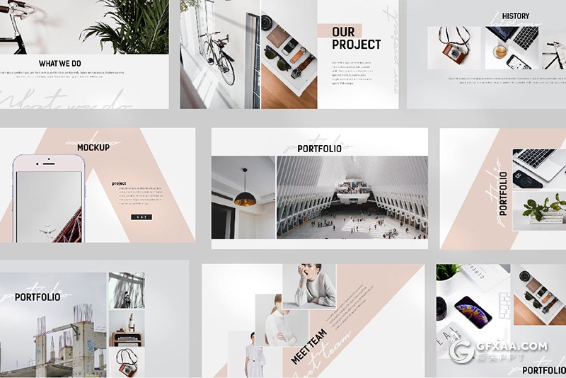 30页极简文艺小清新风格图片展示Google slides模板 - 顶尖PPT