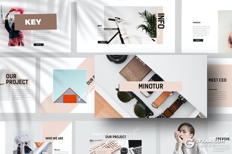 30页极简文艺小清新风格图片展示keynote模板 - 顶尖PPT