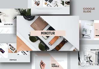 30页极简文艺小清新风格图片展示Google slides模板 - 顶尖PPT