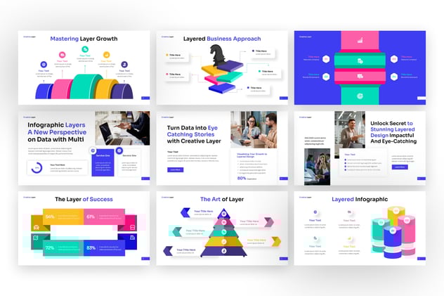 创意彩色商务图形PPT模板 - 顶尖PPT