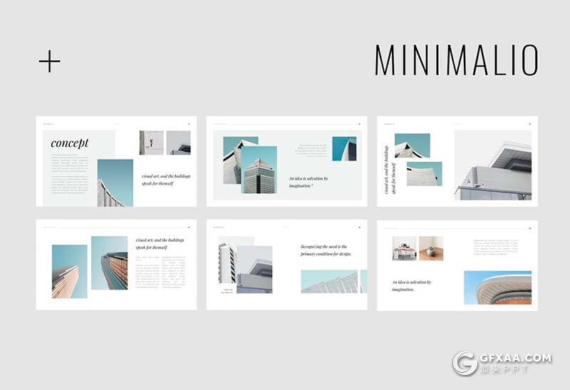 50页极简风格摄影图片展示小清新文艺PPT模板 - 顶尖PPT