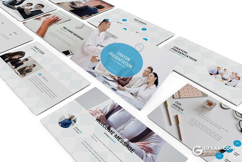 100多页国外商务风格团队项目合作工作汇报Google slides模板 - 顶尖PPT