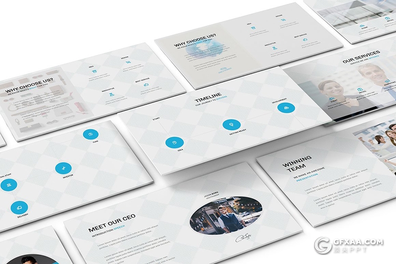 100多页国外商务风格团队项目合作工作汇报Google slides模板 - 顶尖PPT