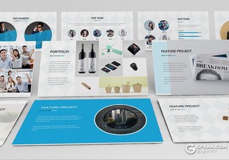 100多页国外商务风格团队项目合作工作汇报Google slides模板 - 顶尖PPT