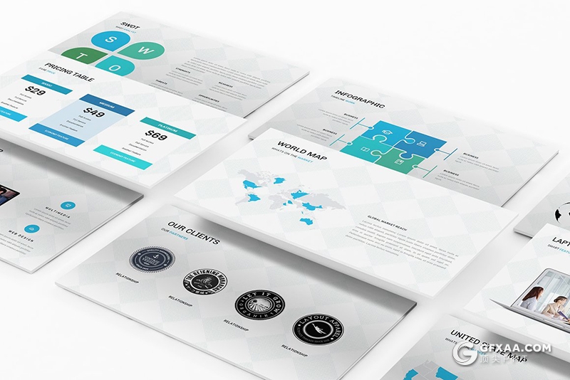 100多页国外商务风格团队项目合作工作汇报Google slides模板 - 顶尖PPT